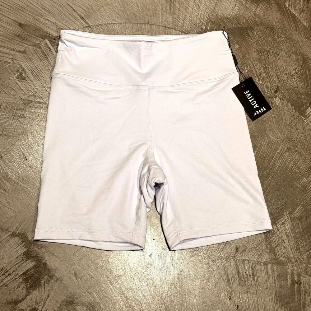 Lahana Active Womens White Archer Biker Shorts Large Athleisure NWT